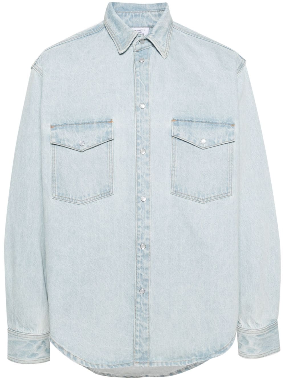 Shop Vetements Light-wash Denim Cotton Shirt In Blue