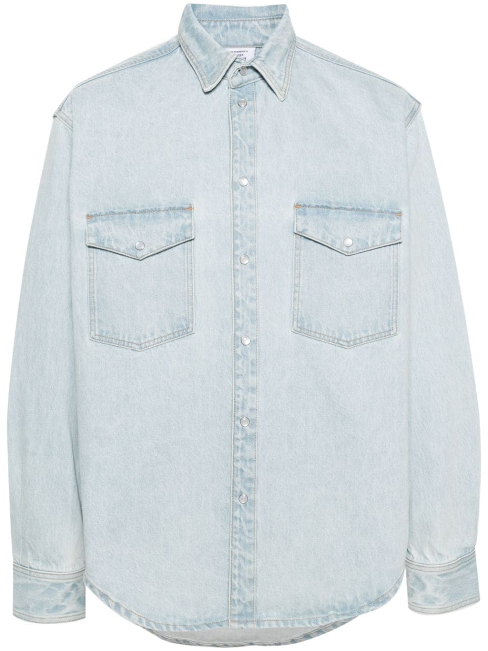 VETEMENTS Denim katoenen shirt met lichte wassing Blauw