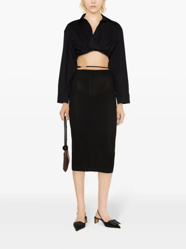 【Jacquemus】 LeTシャツ Bahia Courtコットンクロップトップ Le T-Shirt Bahia Court cotton crop top in black - Jacquemus
