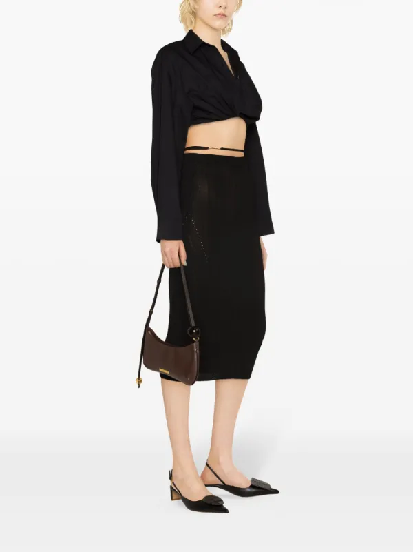 【Jacquemus】 LeTシャツ Bahia Courtコットンクロップトップ Le T-Shirt Bahia Court cotton crop top in black - Jacquemus