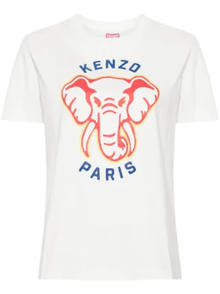 ⭐︎エレファント⭐︎ Kenzo elephant-print Cotton T-shirt | White | FARFETCH HK