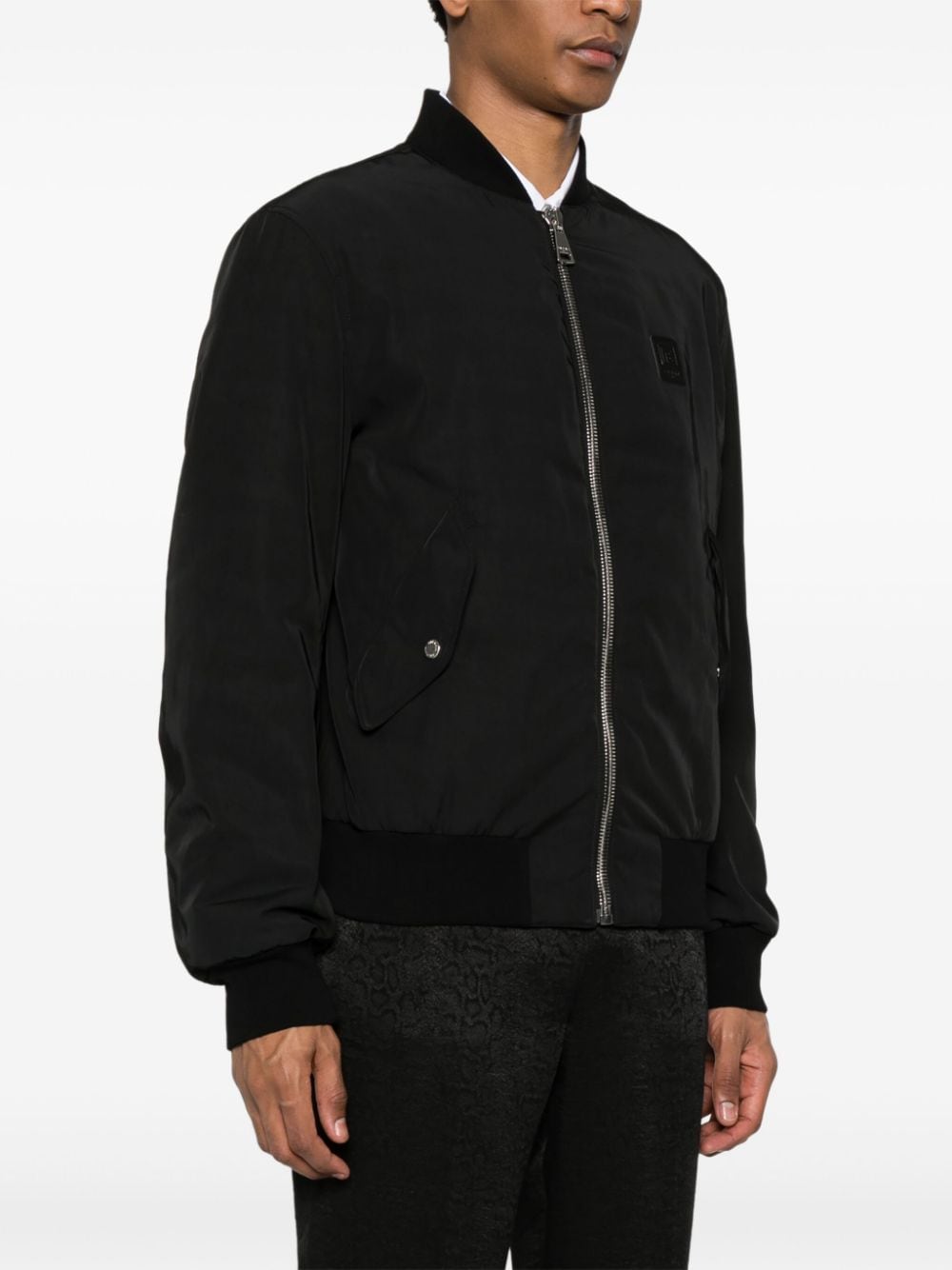 Shop Balmain Logo-patch Gabardine-weave Jacket In Black
