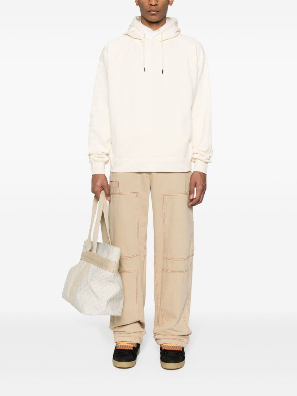 Shop Jacquemus Le Hoodie Typo Top In Neutrals