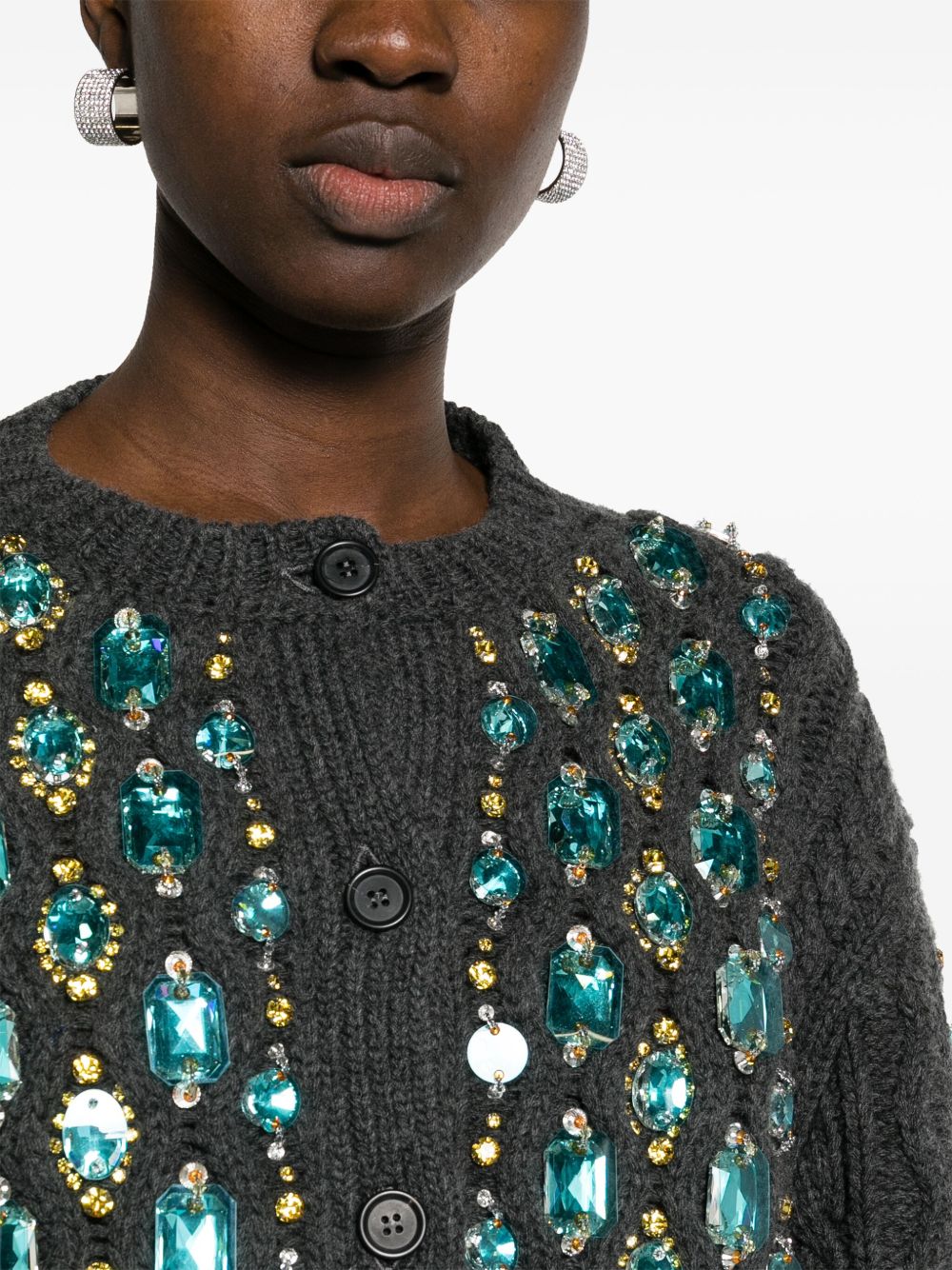 Miu Miu gemstone-embellished cable-knit cardigan Women