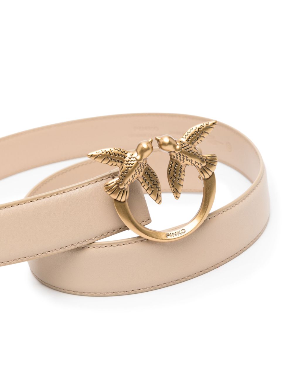 PINKO Love Birds-buckle leather belt - Beige