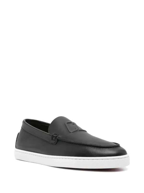 【Christian Louboutin】Varsiboat レザー ローファー ブラック Varsiboat - Boat shoes - Leather - Black - Men - Christian