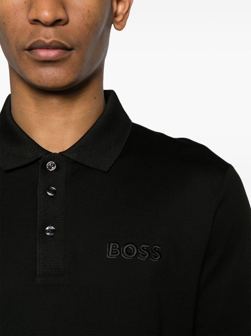 BOSS Poloshirt met geborduurd logo Zwart