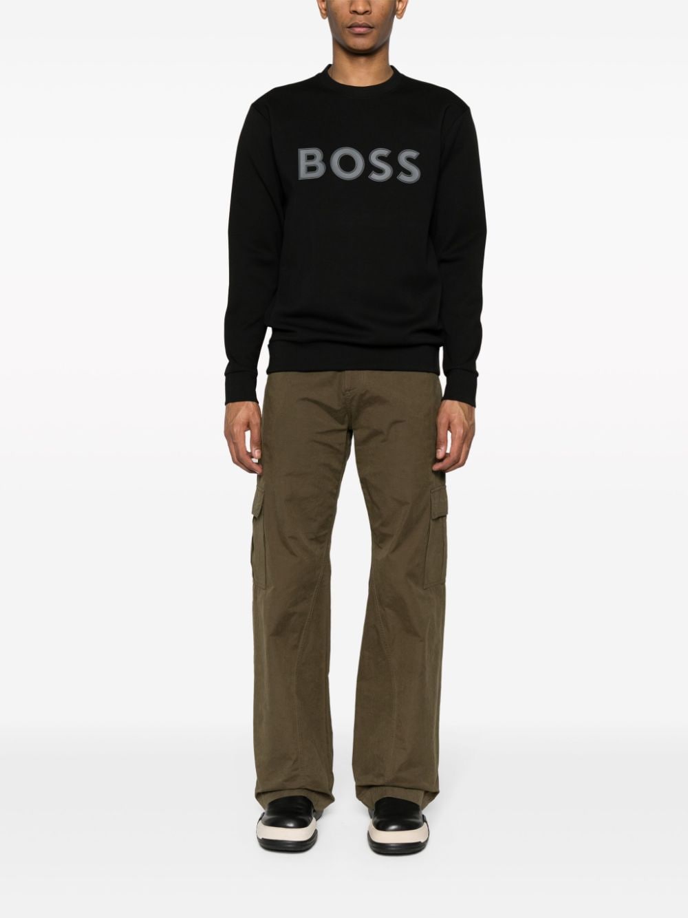 Shop Hugo Boss Logo-rubberised Jersey Sweatshirt In Schwarz