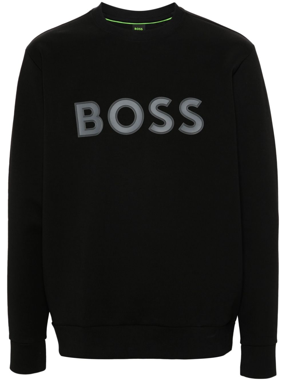 Hugo Boss 橡胶logo平纹针织卫衣 In Black