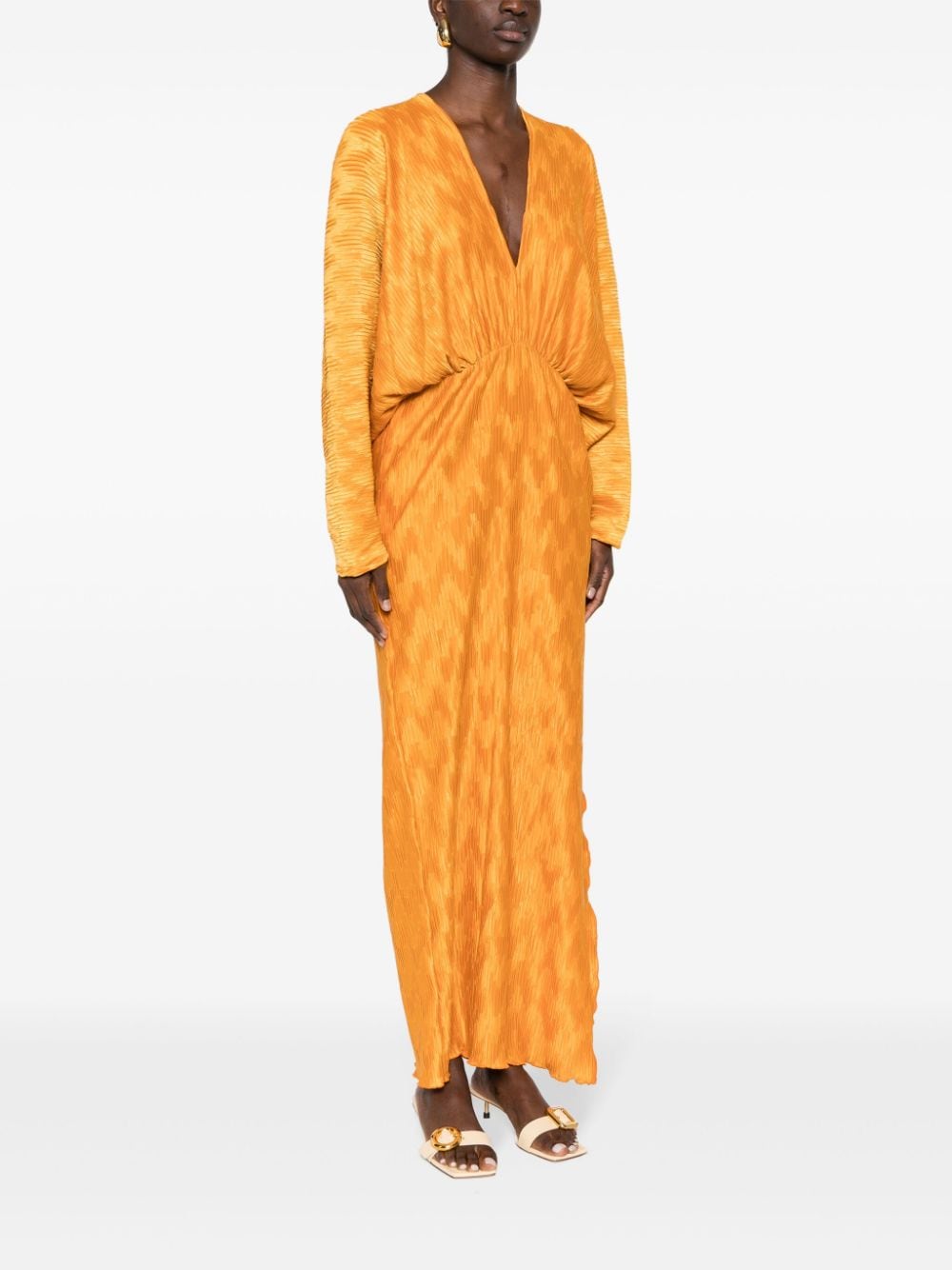 Shop L'idée Riviera Chevron Gown Dress In Orange