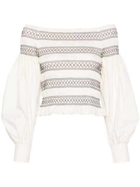 Max Mara embroidered shirred top Women