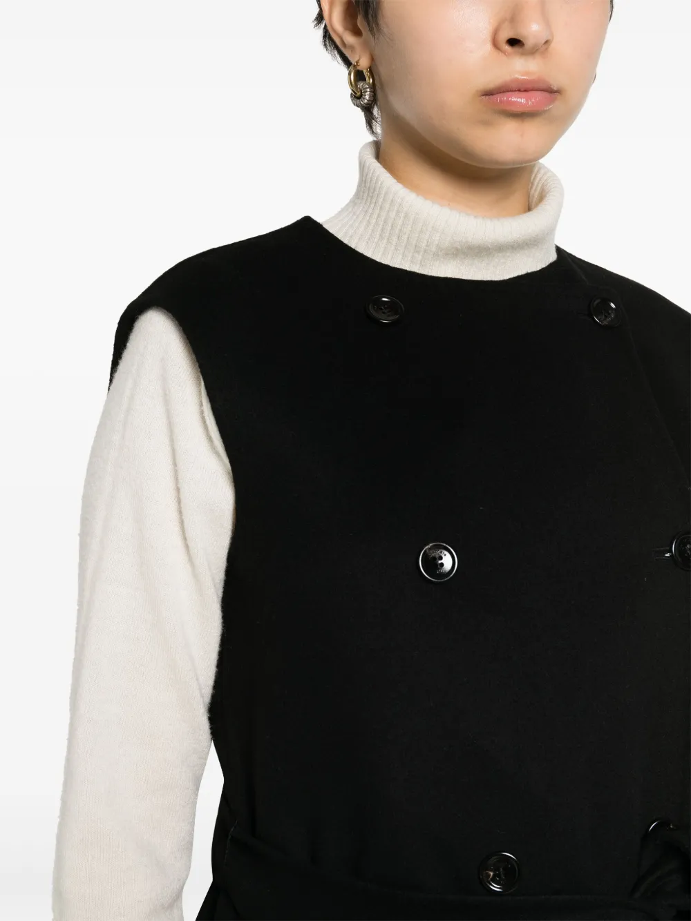 Max Mara Women Sleeveless Wool And Cashmere Coat In Black