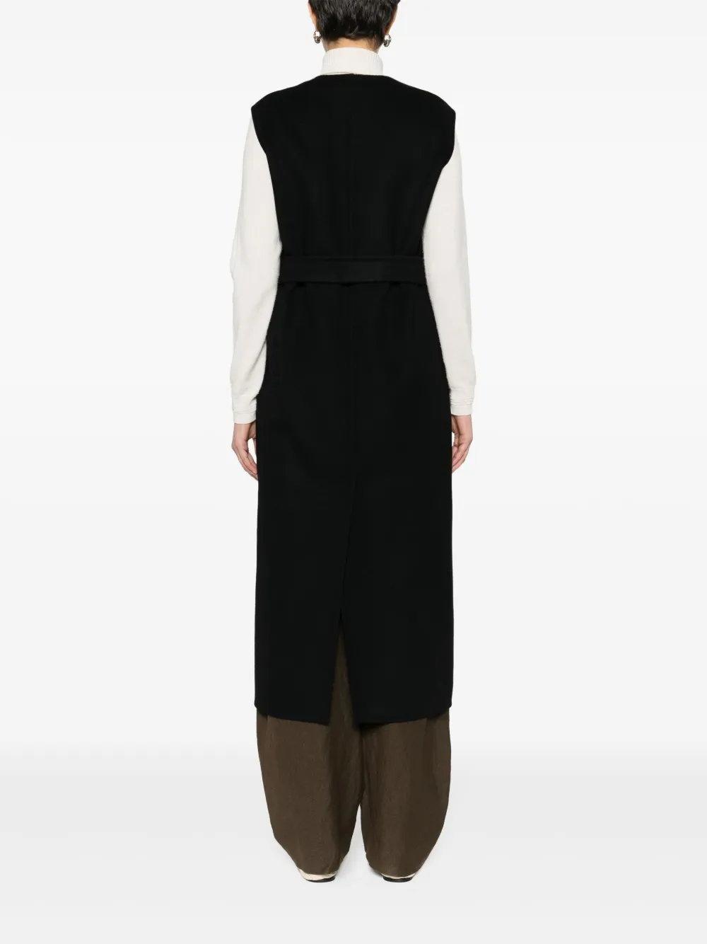 Max Mara Women Sleeveless Wool And Cashmere Coat In Black