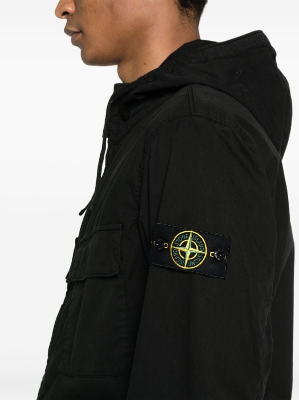 Stone island black hooded jacket on sale