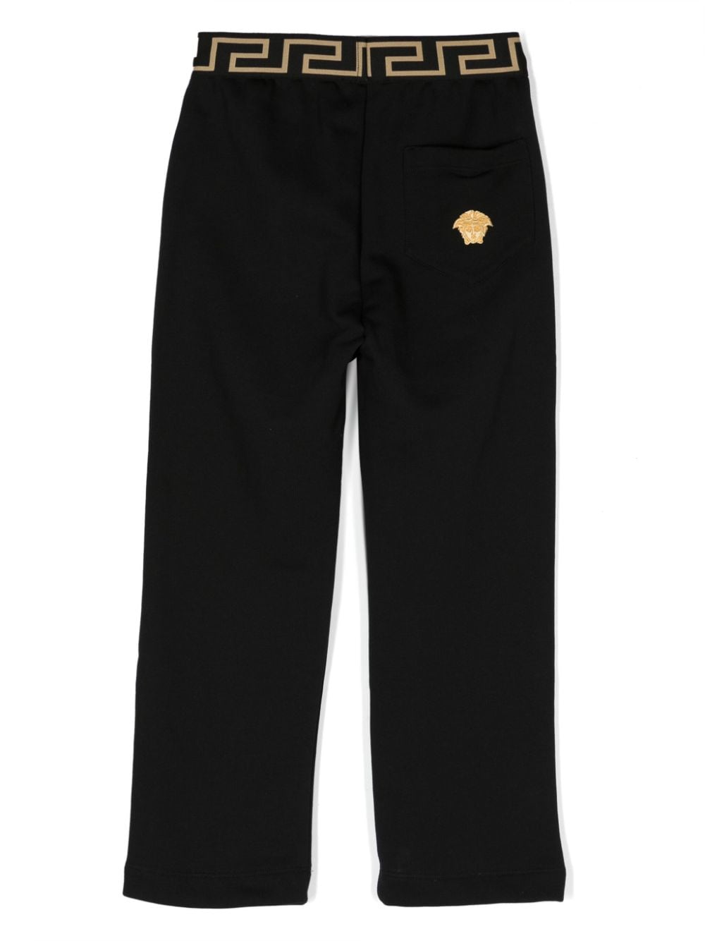Shop Versace Greca Border Cotton Track Pants In Black