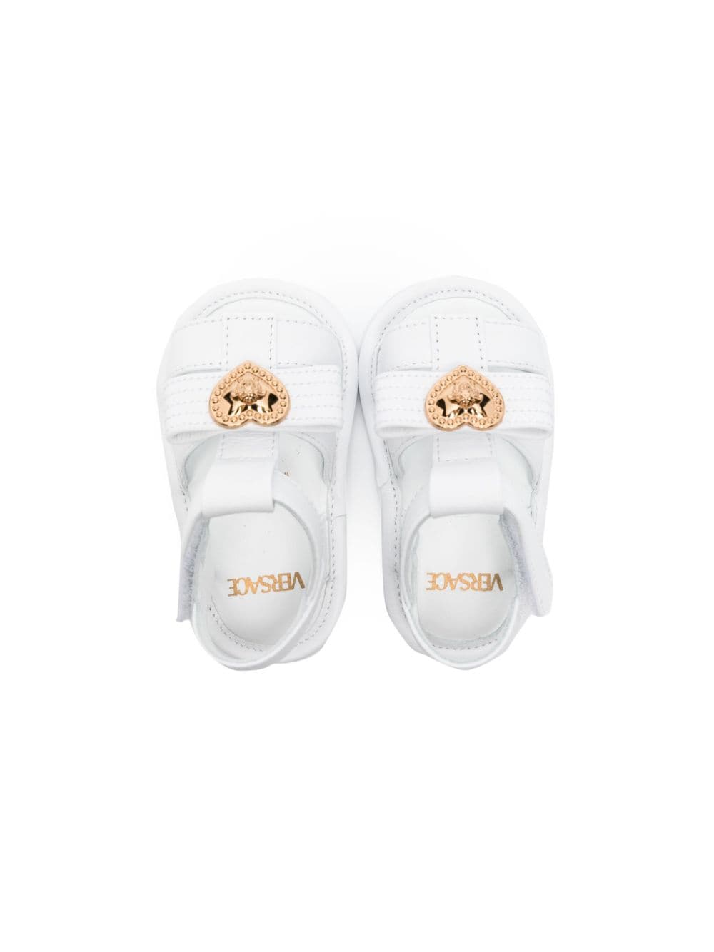 Shop Versace Medusa Head Leather Sandals In White
