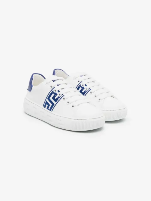 Versace Kids Greca-detail leather sneakers
