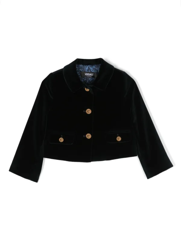Girls black velvet jacket clearance