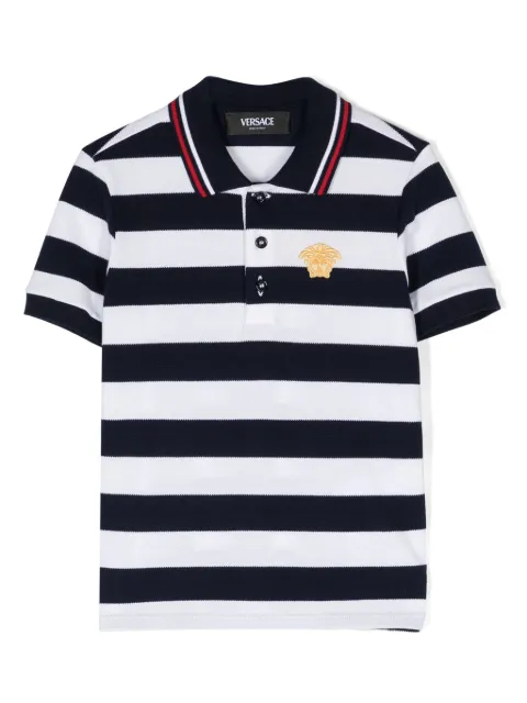 Versace Kids Camisa polo Nautical Stripe de algodão