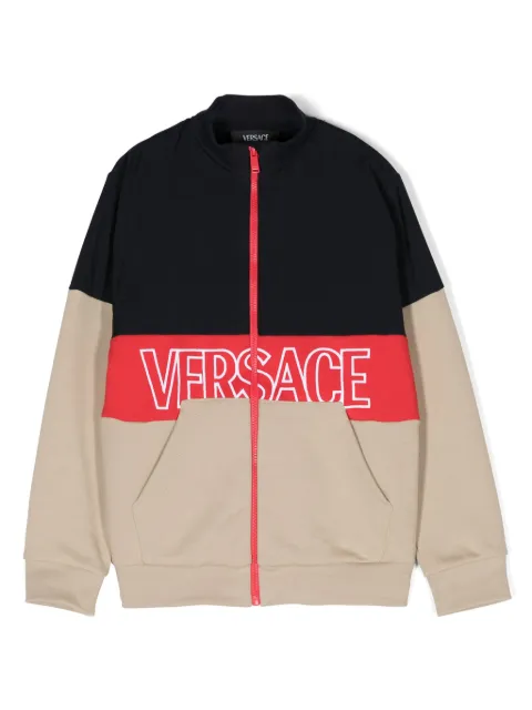 Versace Kids embroidered-logo zip-up sweatshirt