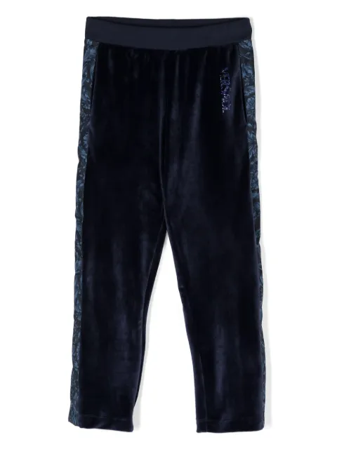 Versace Kids Barocco-print velvet trousers