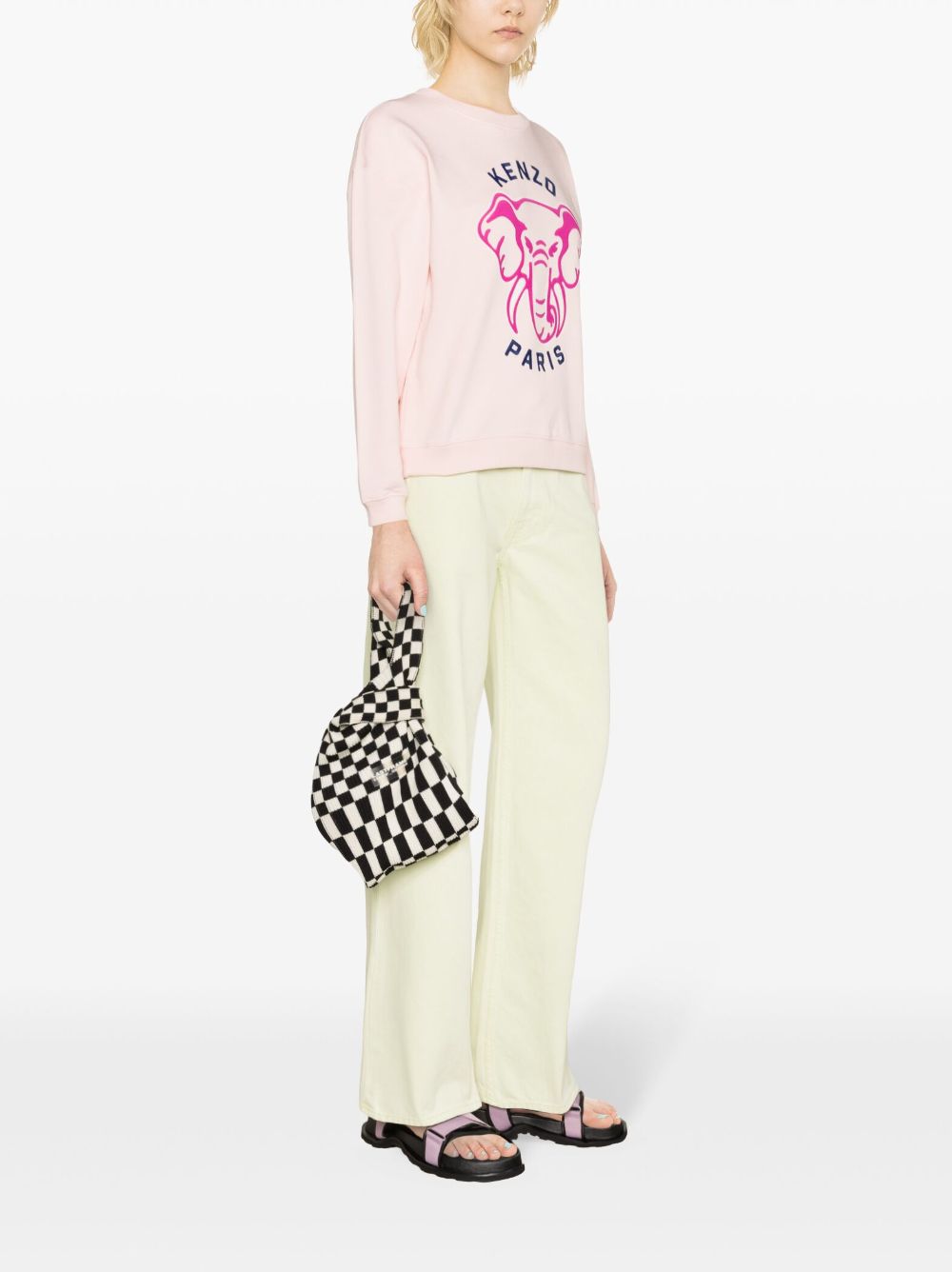 Shop Kenzo Elephant-logo Cotton Sweatshirt In Pink