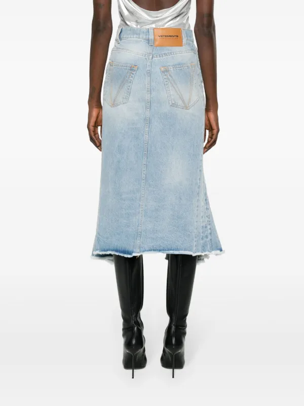 Denim mini store godet skirt