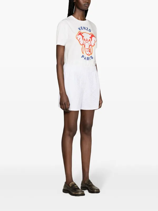 新作 Kenzo broderie-anglaise high-rise Short Shorts | White 洋書