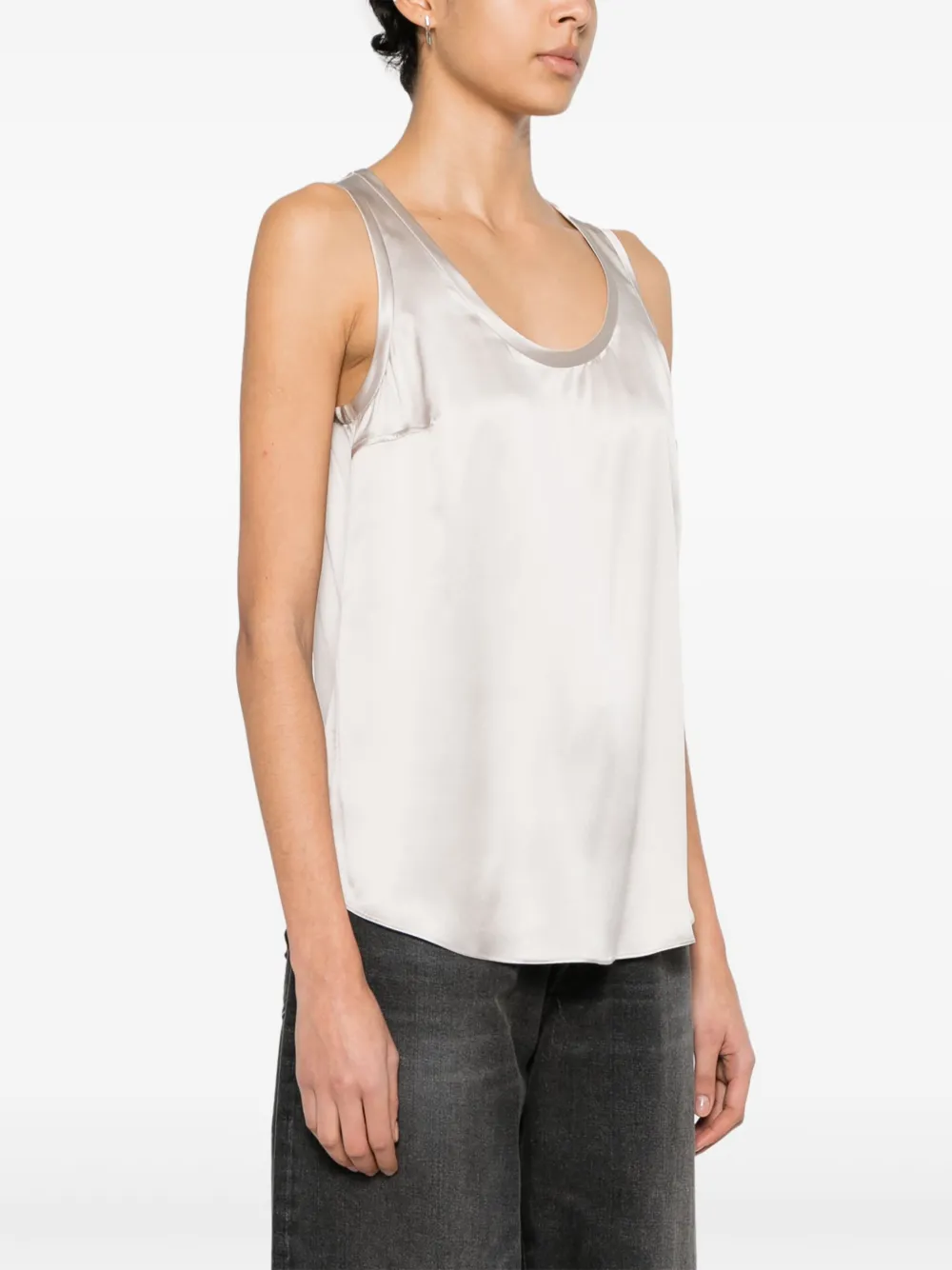 Shop Brunello Cucinelli Satin Tank Top In Neutrals