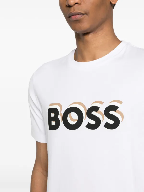 【関税・送料込】BOSS★ ロゴ入りクルーネックTシャツ TIBURT BOSS ロゴ Tシャツ | ホワイト | FARFETCH JP