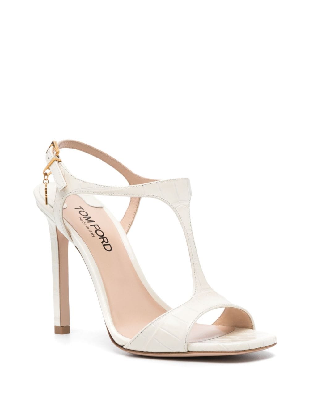 Shop Tom Ford Angelina 95mm Leather Sandals In White