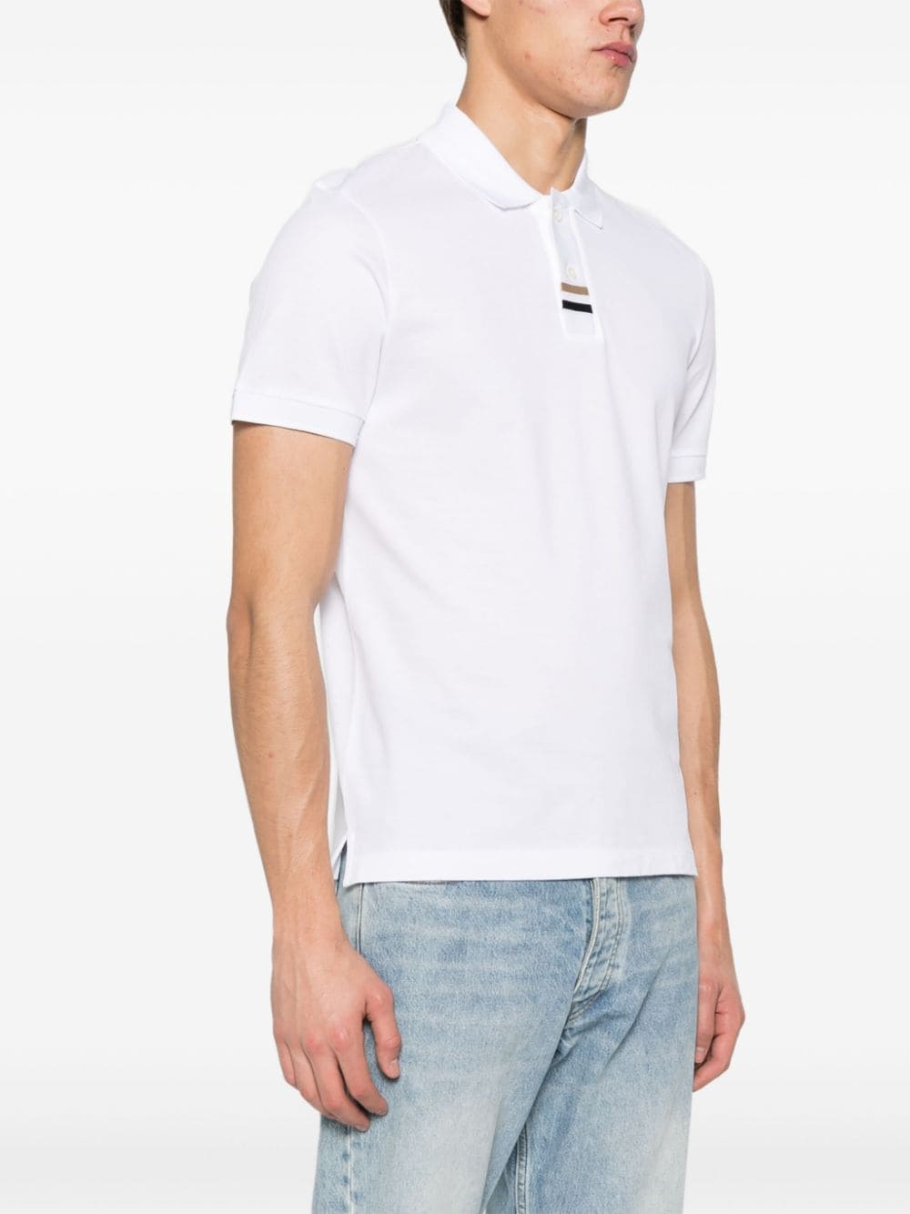 Shop Hugo Boss Piqué Cotton Polo Shirt In White