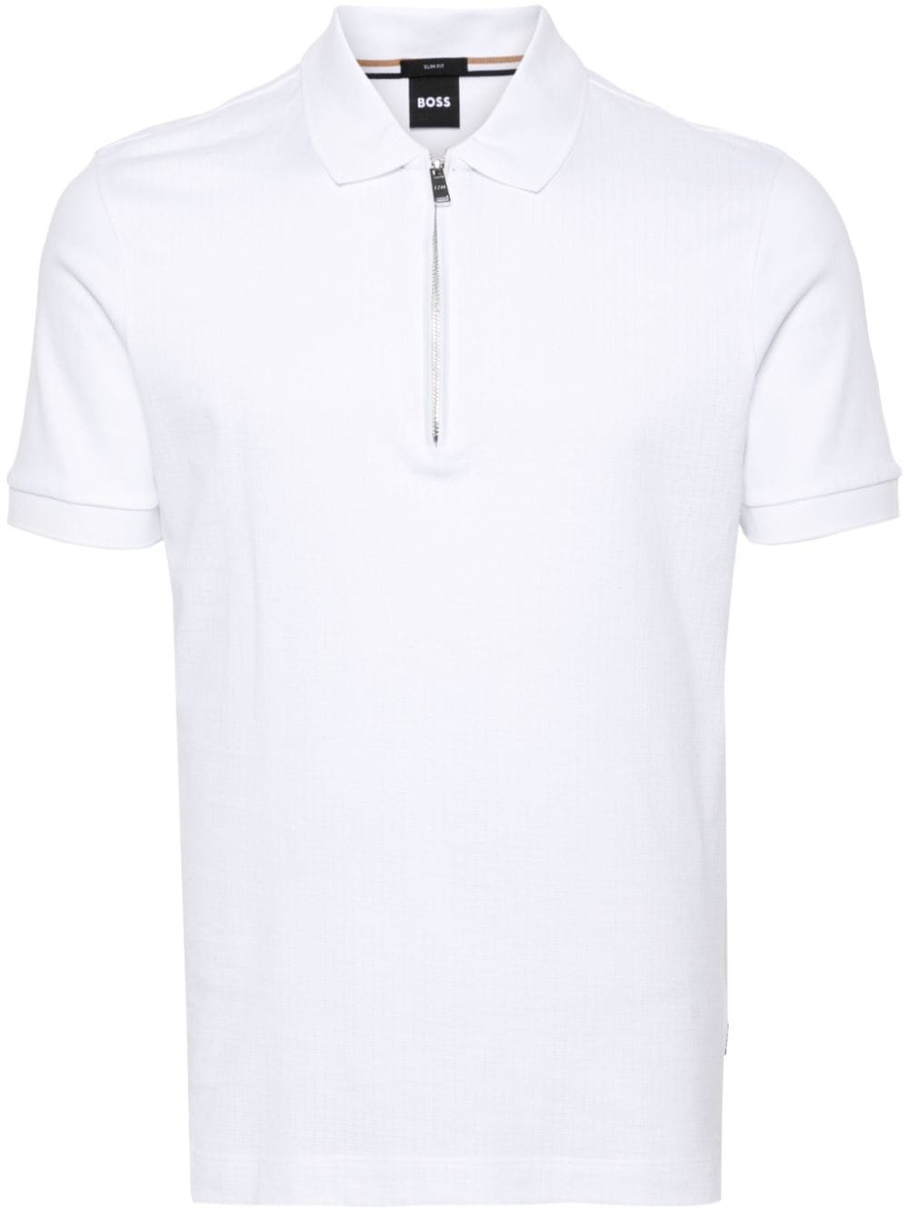 Hugo Boss Stripe-pattern Cotton Polo Shirt In White