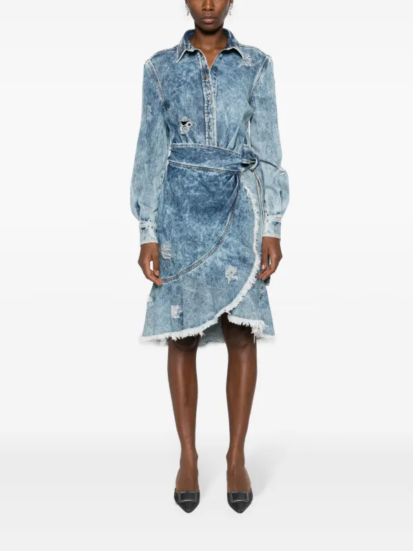white christmas dresses Halter Distressed Denim Dress Large main image 0