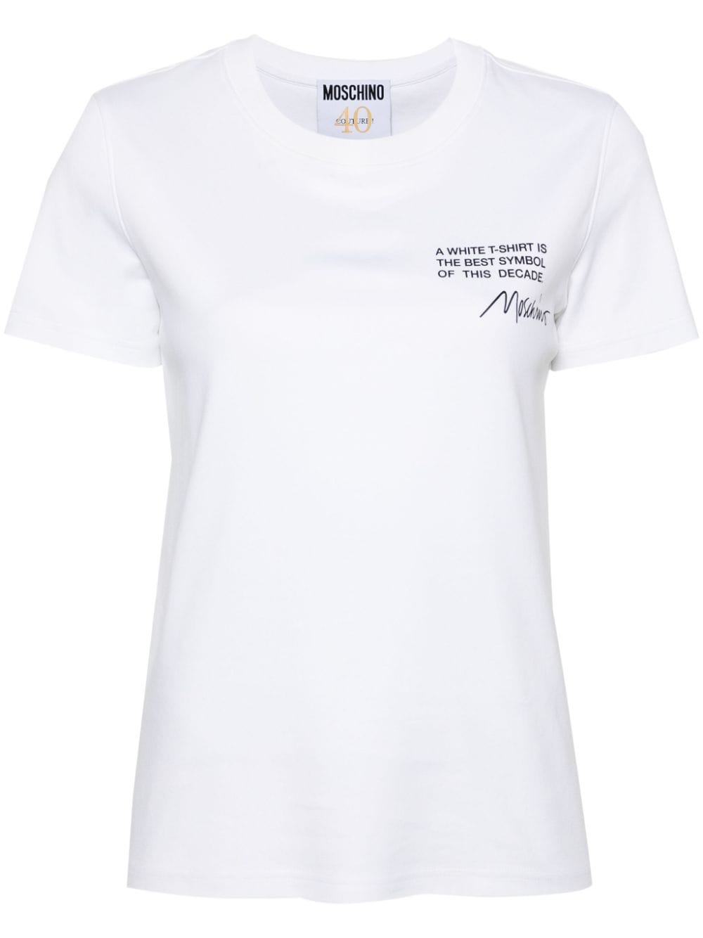 Moschino Logo-print Organic Cotton T-shirt In 白色
