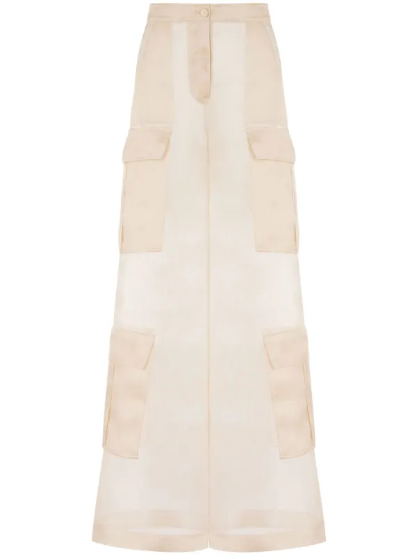 Moschino Silk Wide-leg Trousers in Neutrals