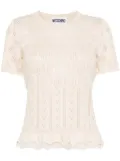 Moschino ruffle-hem pointelle-knit top - Neutrals