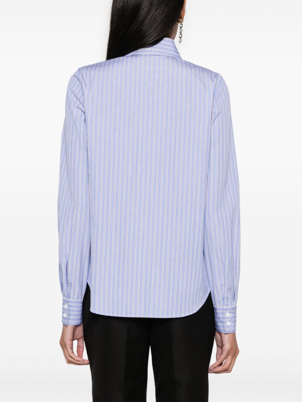 Shop Moschino Striped Cotton Shirt In Blue