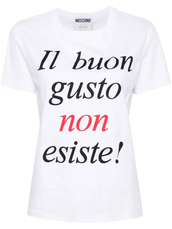 Moschino Slogan-print Organic-cotton T-shirt in White