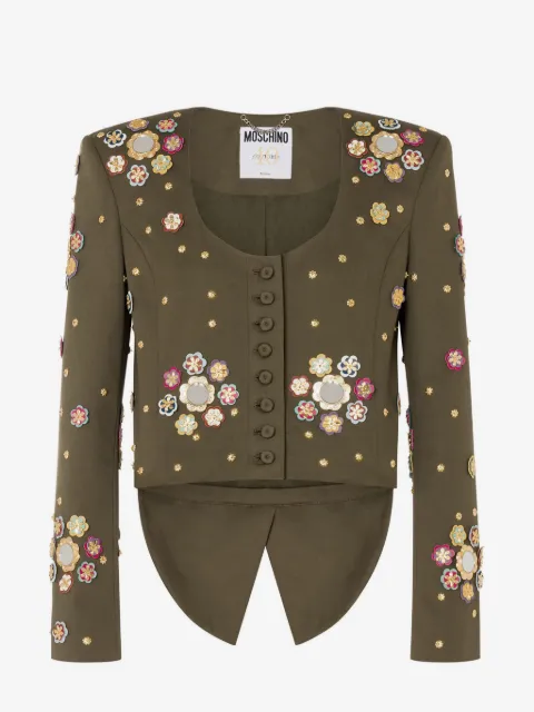 Moschino floral-appliqué cropped jacket