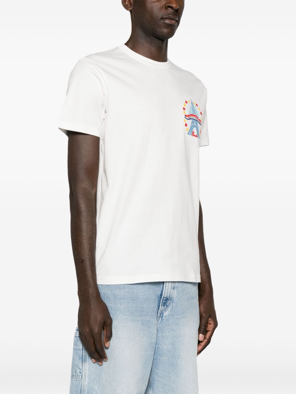 Shop Kenzo Embroidered Cotton T-shirt In White