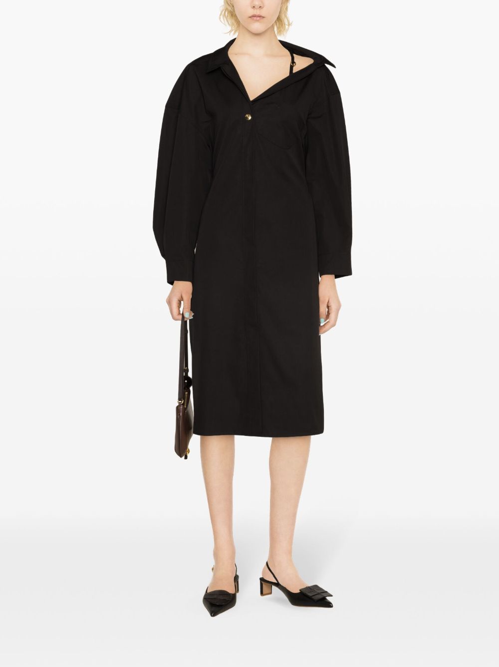 Jacquemus Midi-jurk met asymmetrische hals - Zwart