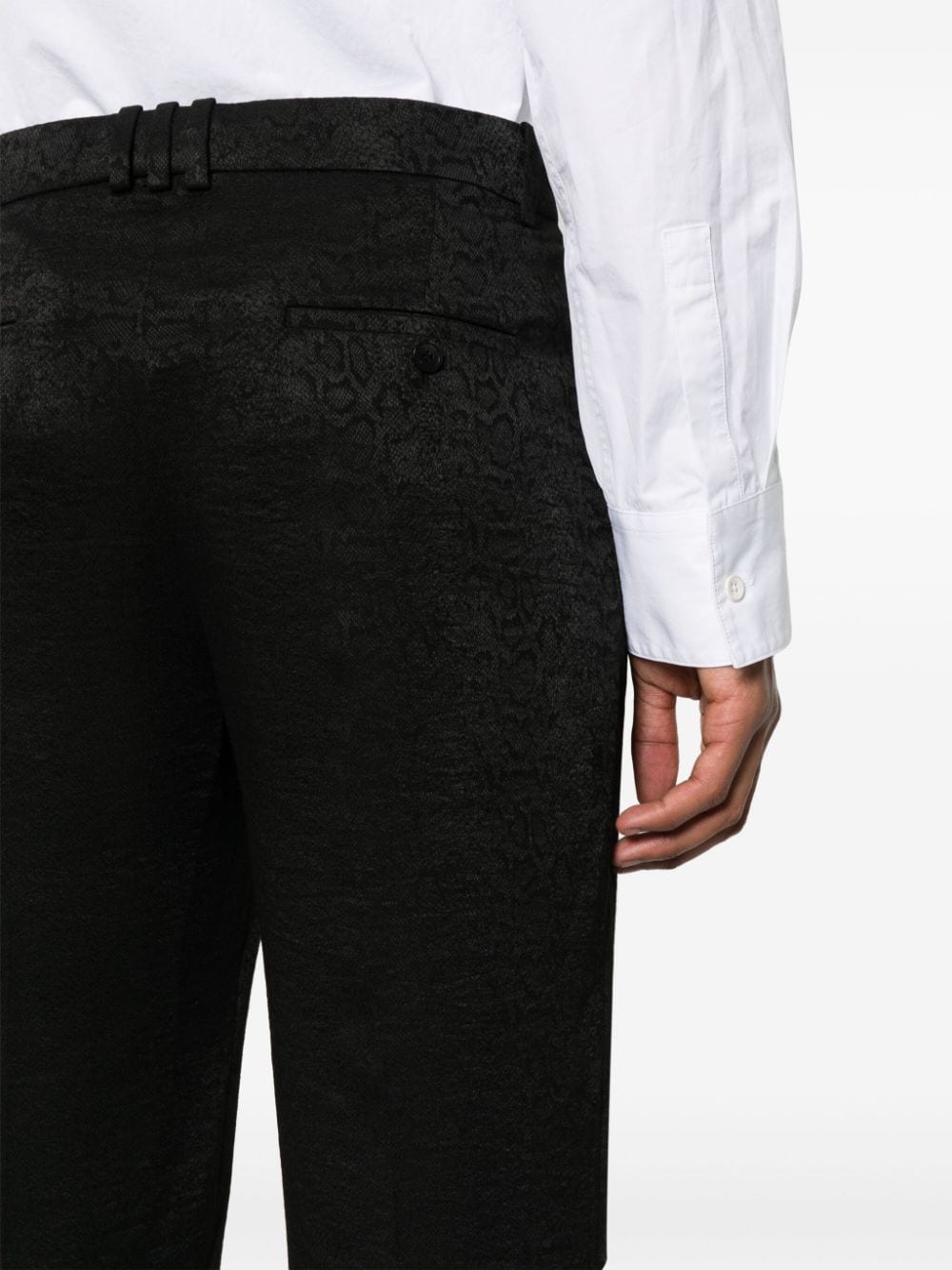 Shop Balmain Snake-print Cropped-leg Trousers In Black
