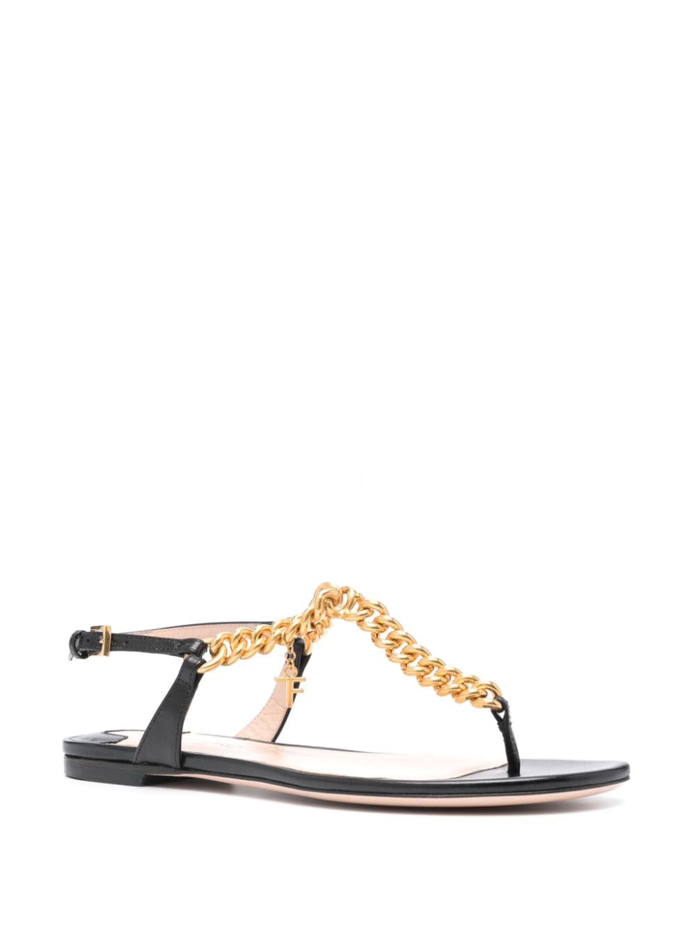 Shop Tom Ford Chainlink-strap Leather Sandals In Black