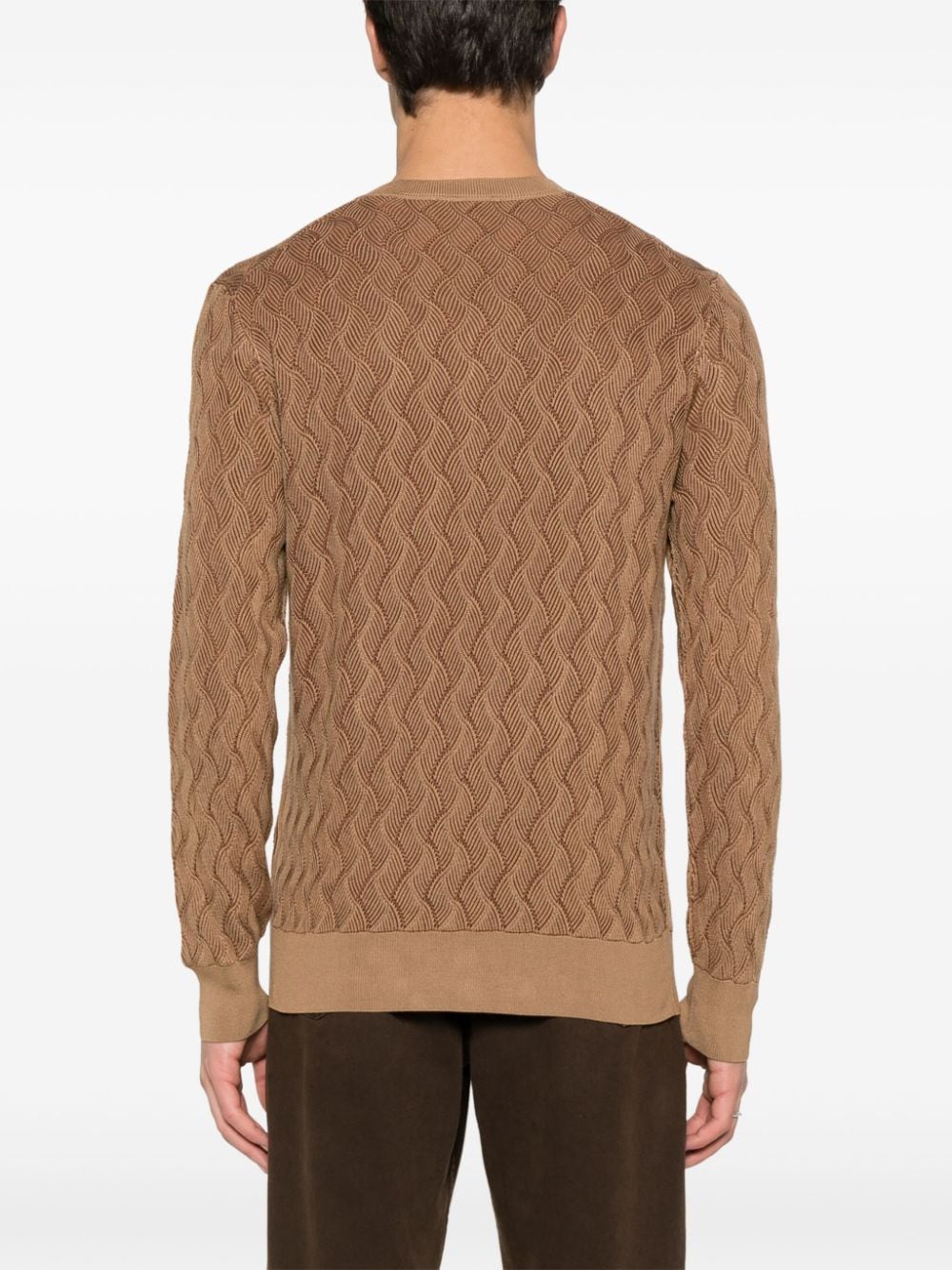 Shop Hugo Boss Aran-knit Silk Jumper In Brown