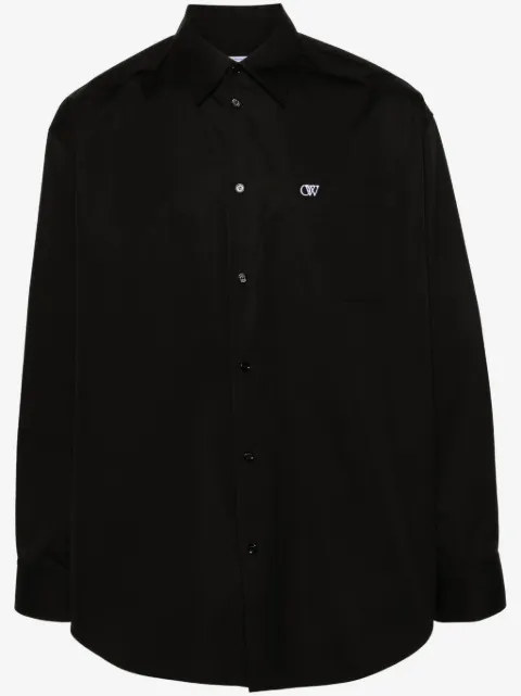 Off-White logo-embroidered cotton shirt