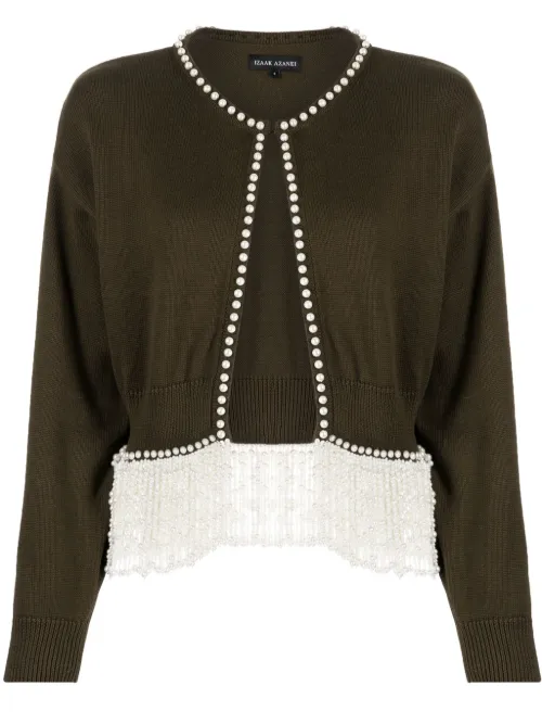 Cardigan à détails de perles - Izaak Azanei - Modalova