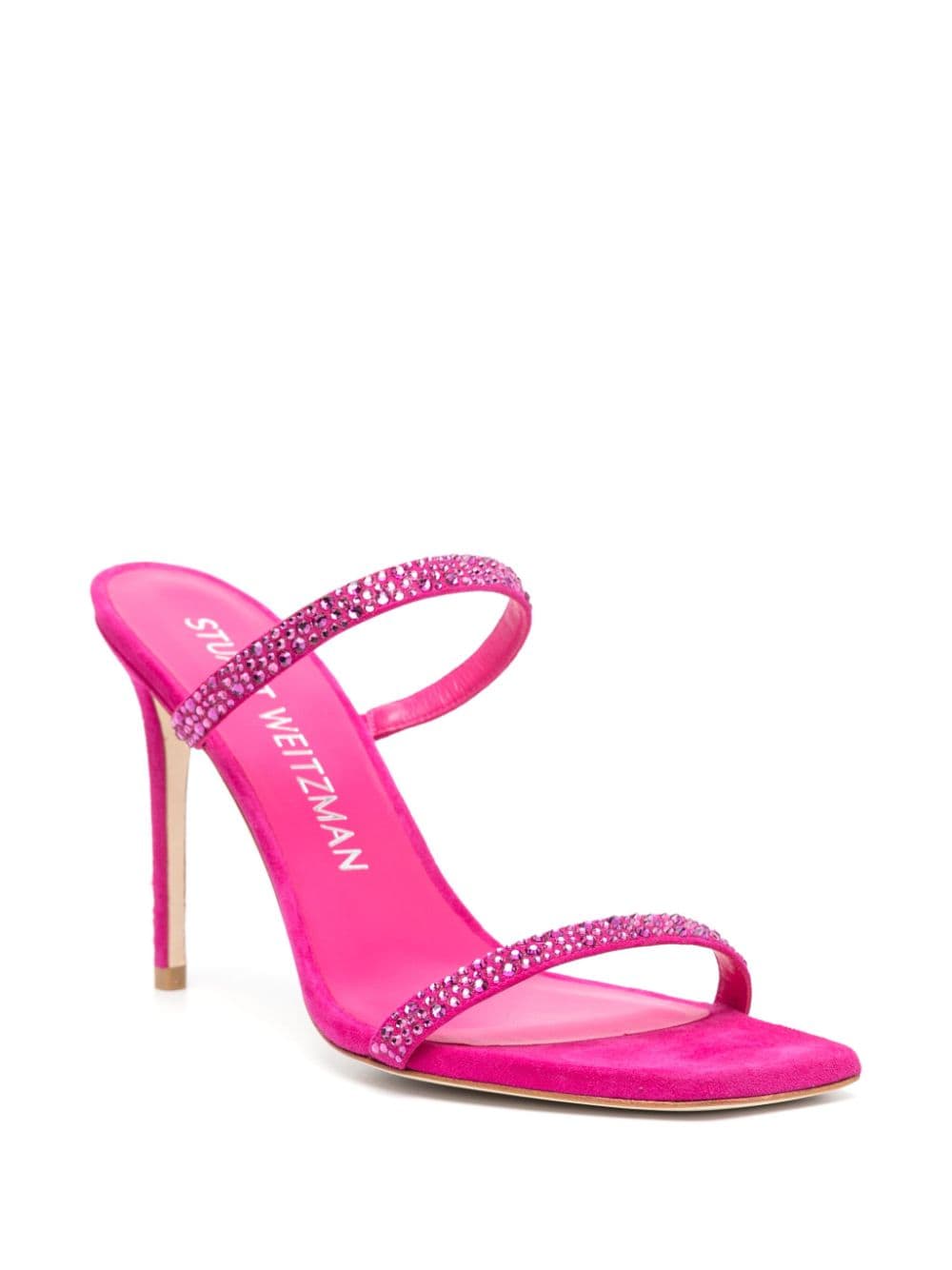 Shop Stuart Weitzman Aleena Royale 100mm Suede Sandals In Pink