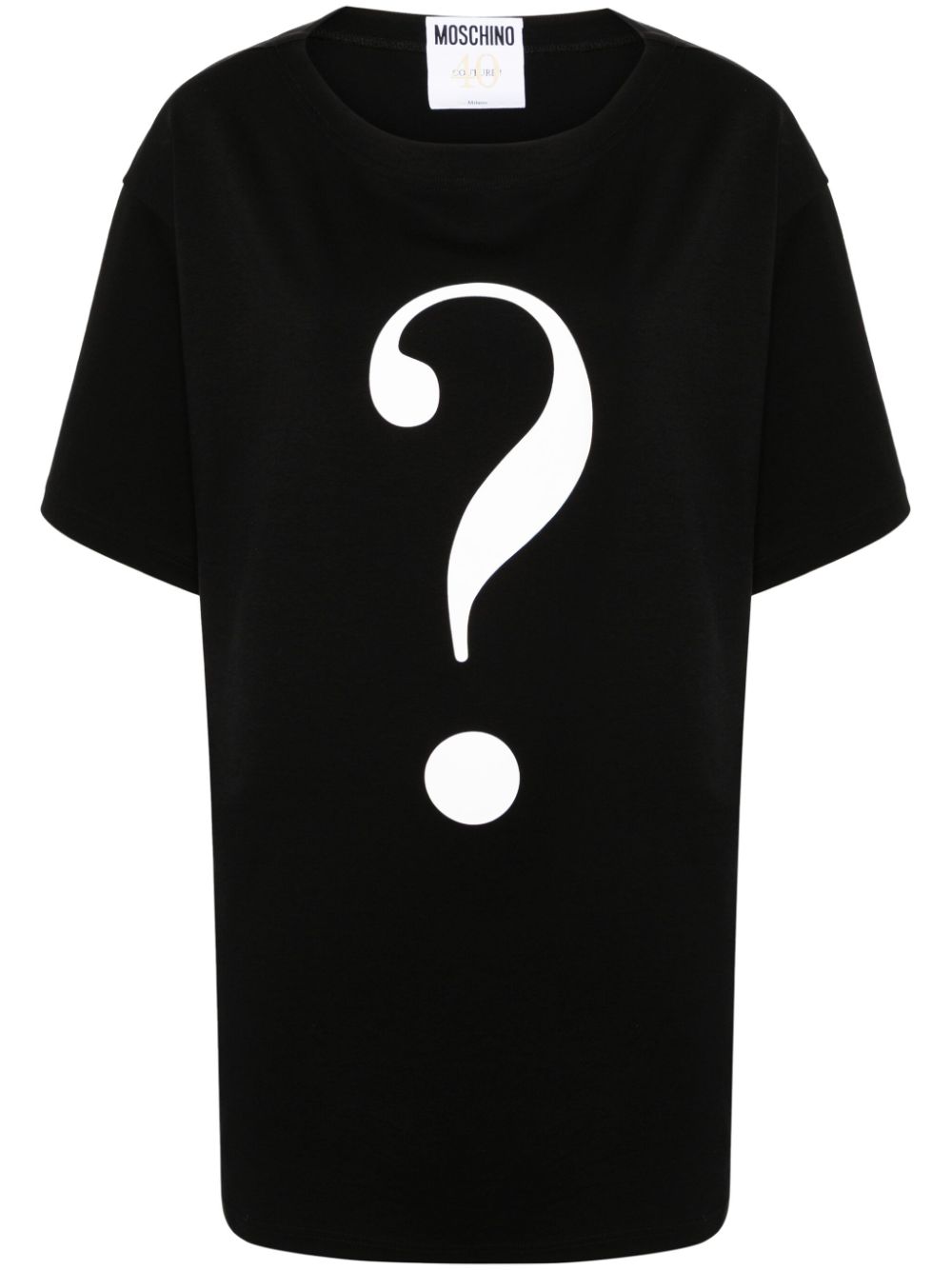 Moschino Question Mark-print Cotton T-shirt In Black