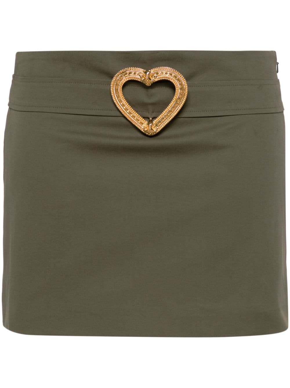 Moschino Heart-buckle Twill Miniskirt In 绿色